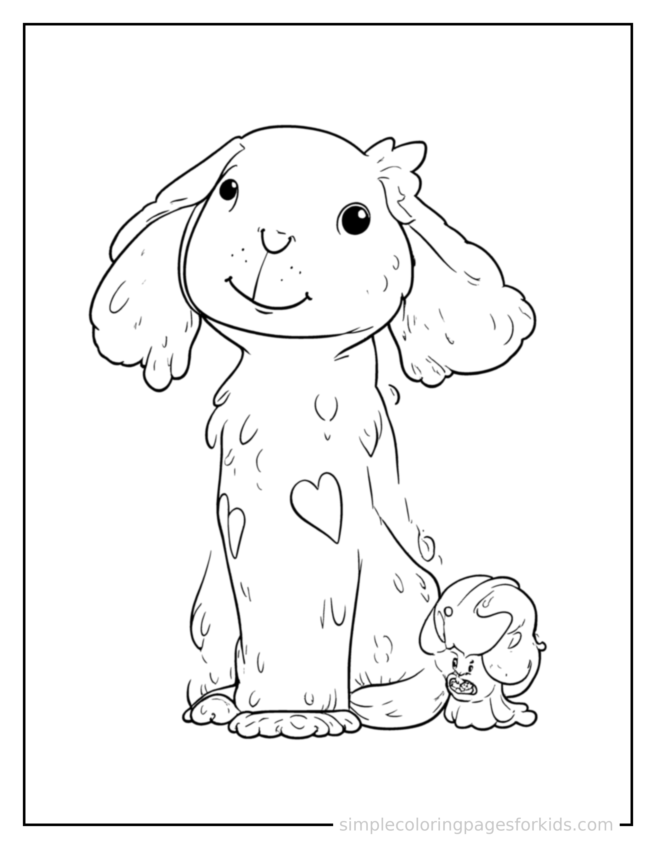 Free printable five senses illustration coloring page featuring a cute five senses illustration, shown with a smaller mini version of itself beside it.