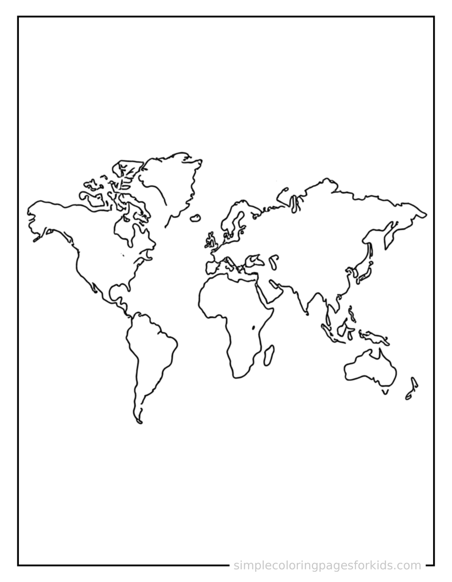 Coloring Scene 4 World Map With Countries Coloring Page