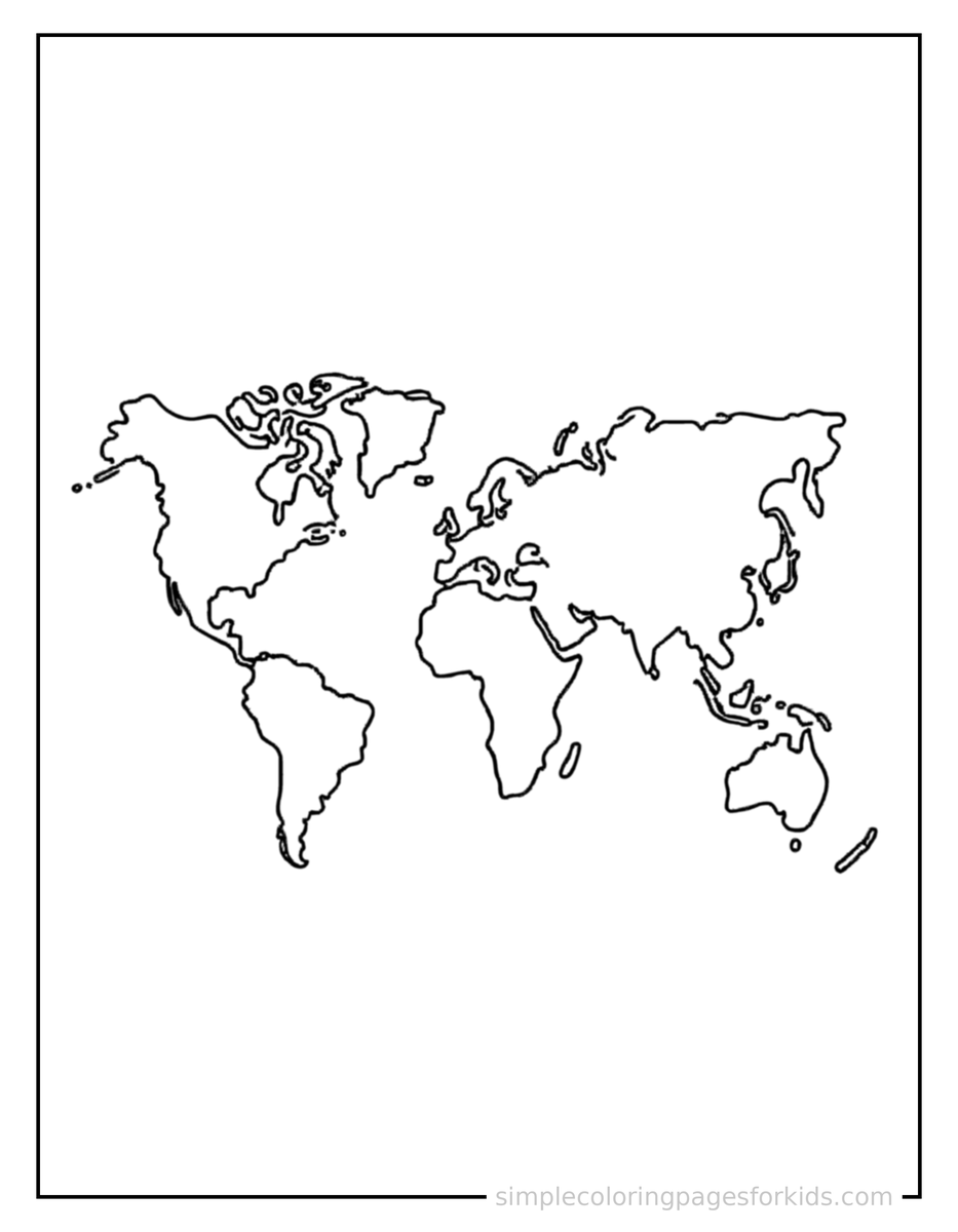 Continents Of The World Map Coloring Pages