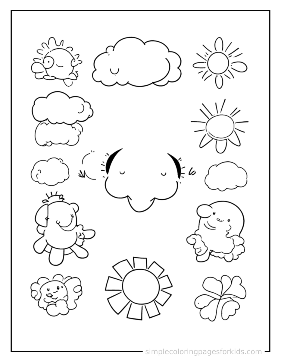 Weather Symbols Chart Coloring Pages