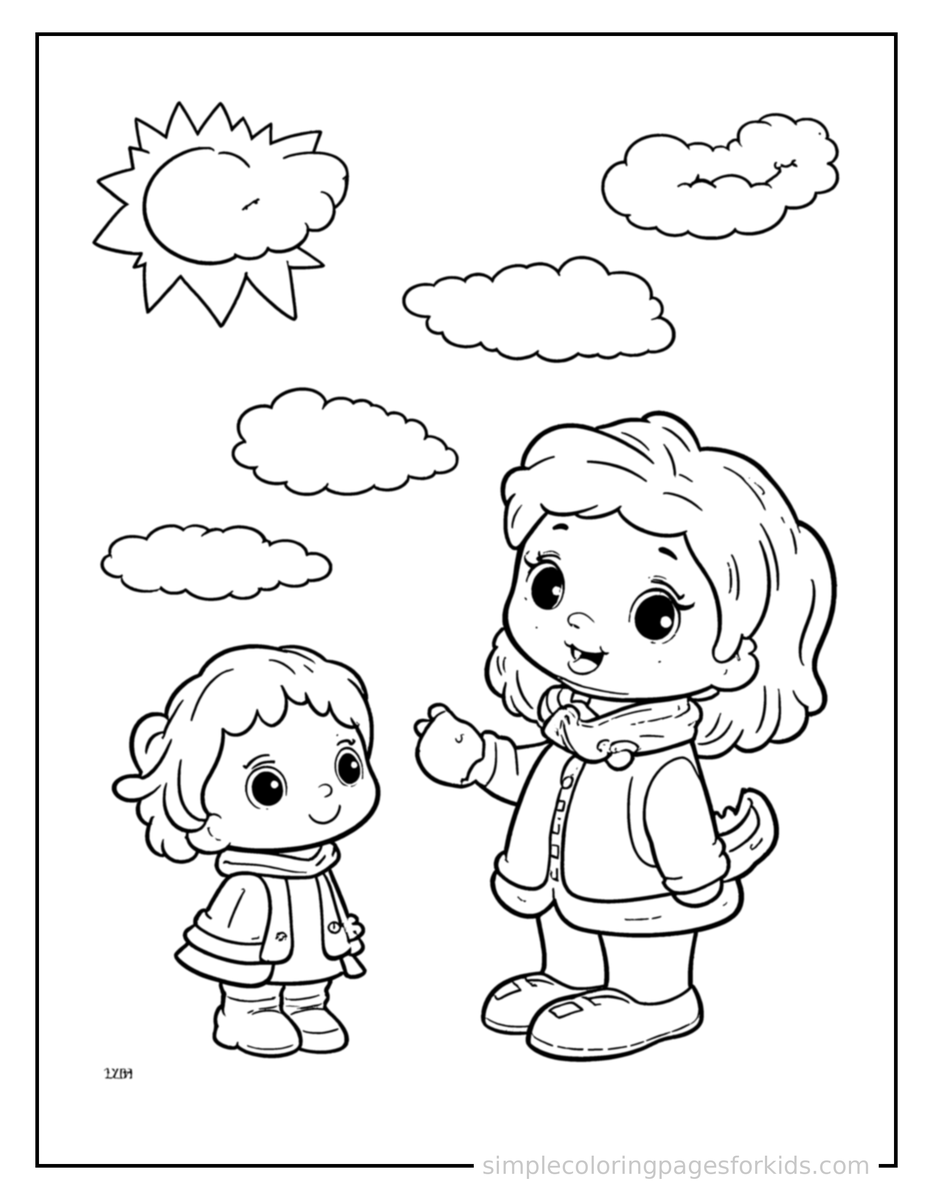 Coloring Scene 3 Weather Symbols Chart Coloring Page