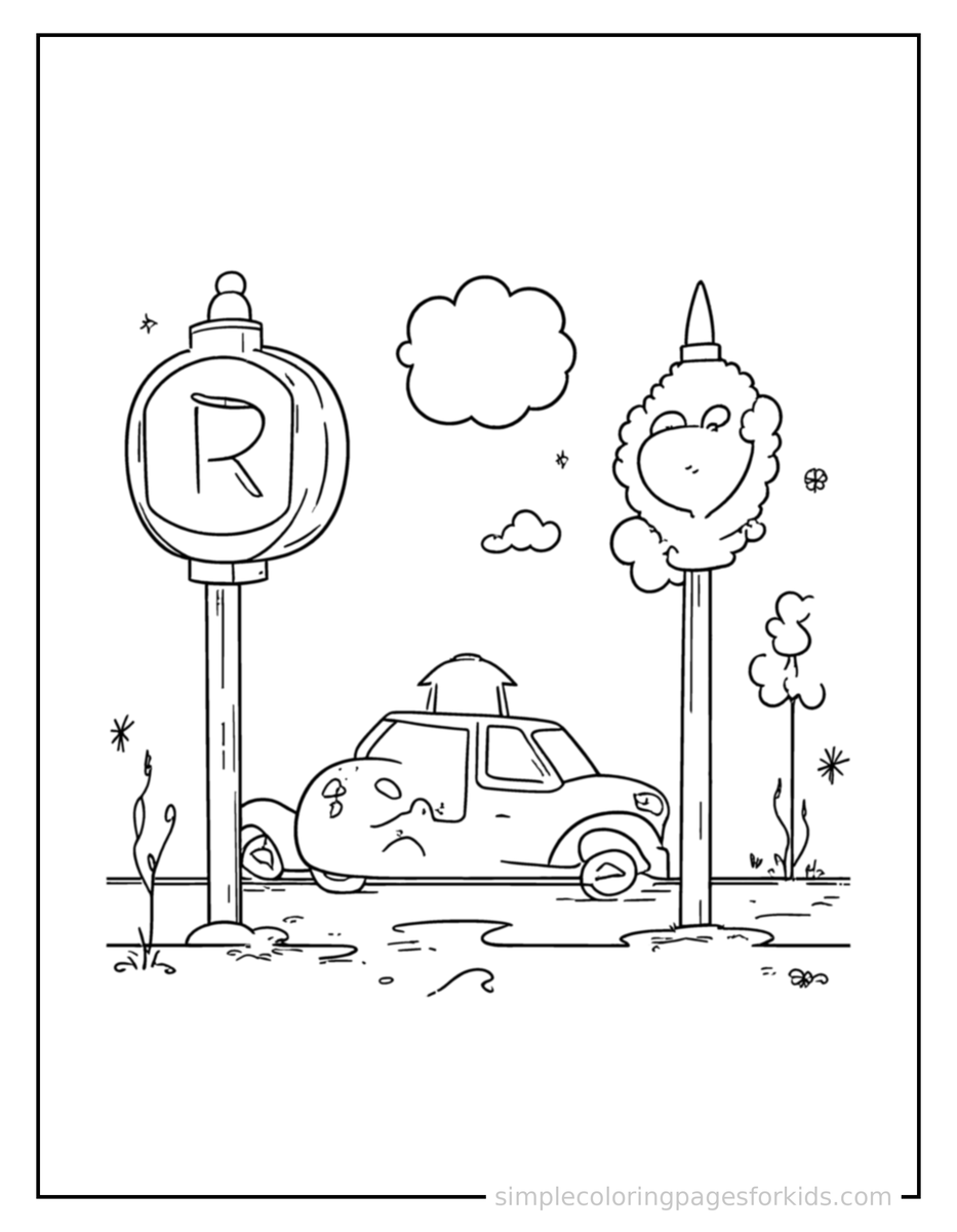 Sparkling Traffic Signs Chart Coloring Page