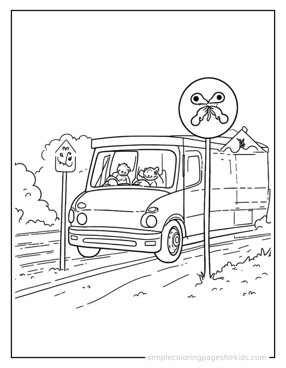 Coloring Scene 3 Traffic Signs Chart Coloring Page