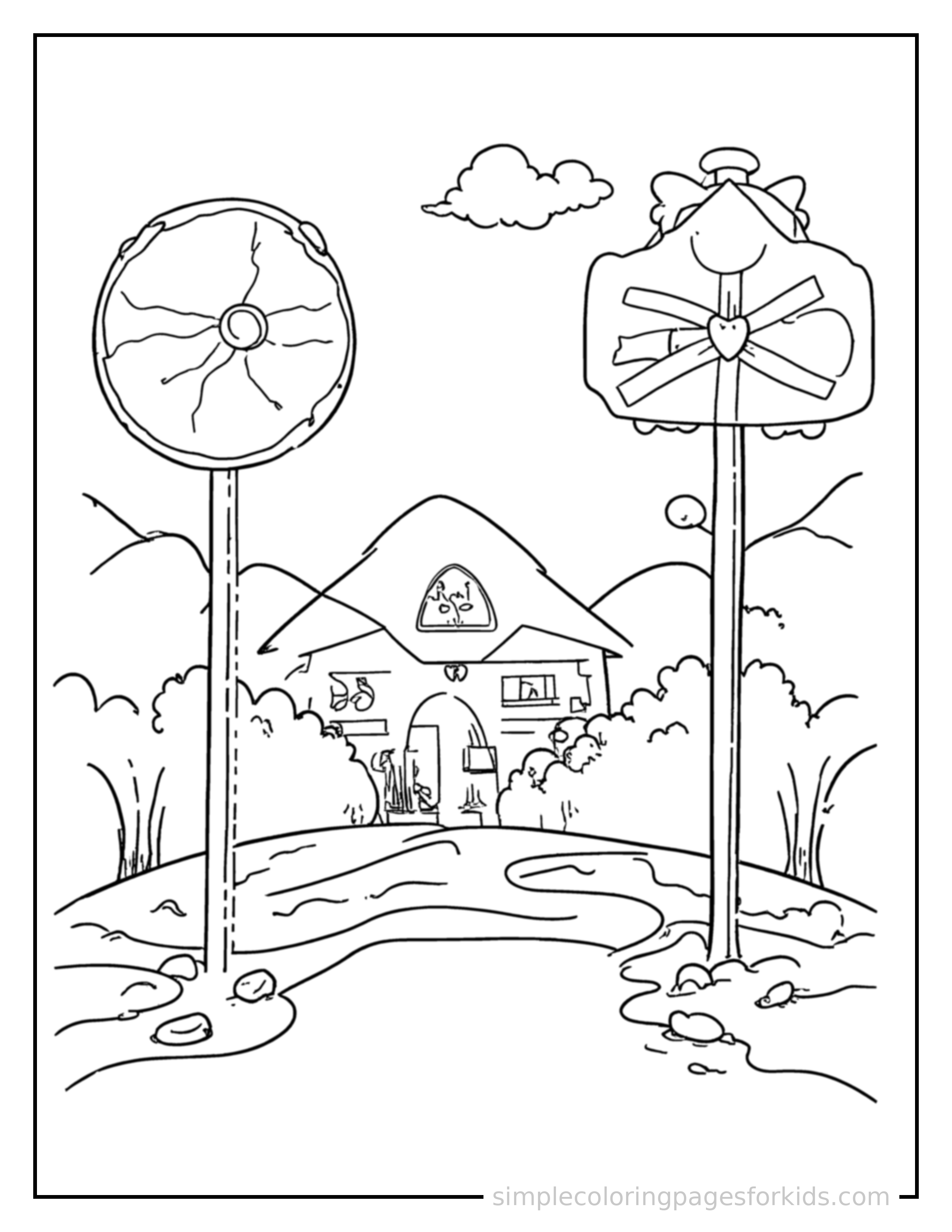 Free printable traffic signs chart coloring page featuring a cute traffic signs chart, decorated with a simple bow or ribbon for a festive touch.