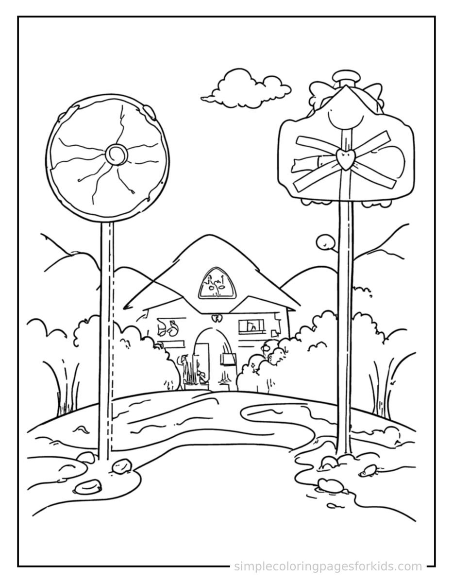 Coloring Scene 4 Traffic Signs Chart Coloring Page