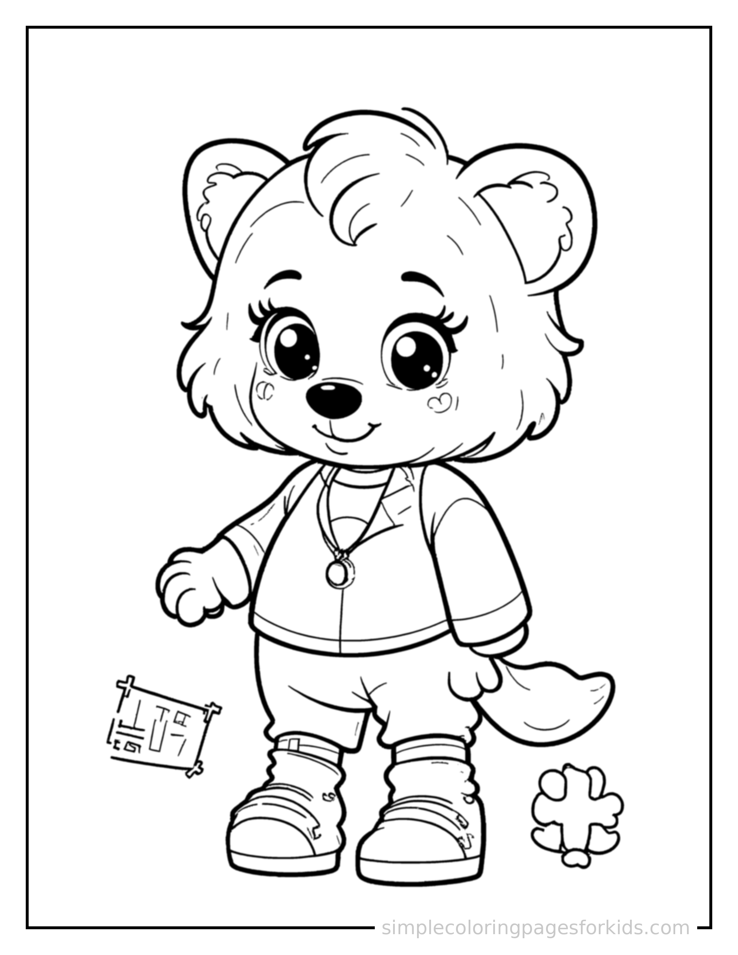 Free printable safety rules illustration coloring page featuring a cute safety rules illustration, shown with a smaller mini version of itself beside it.