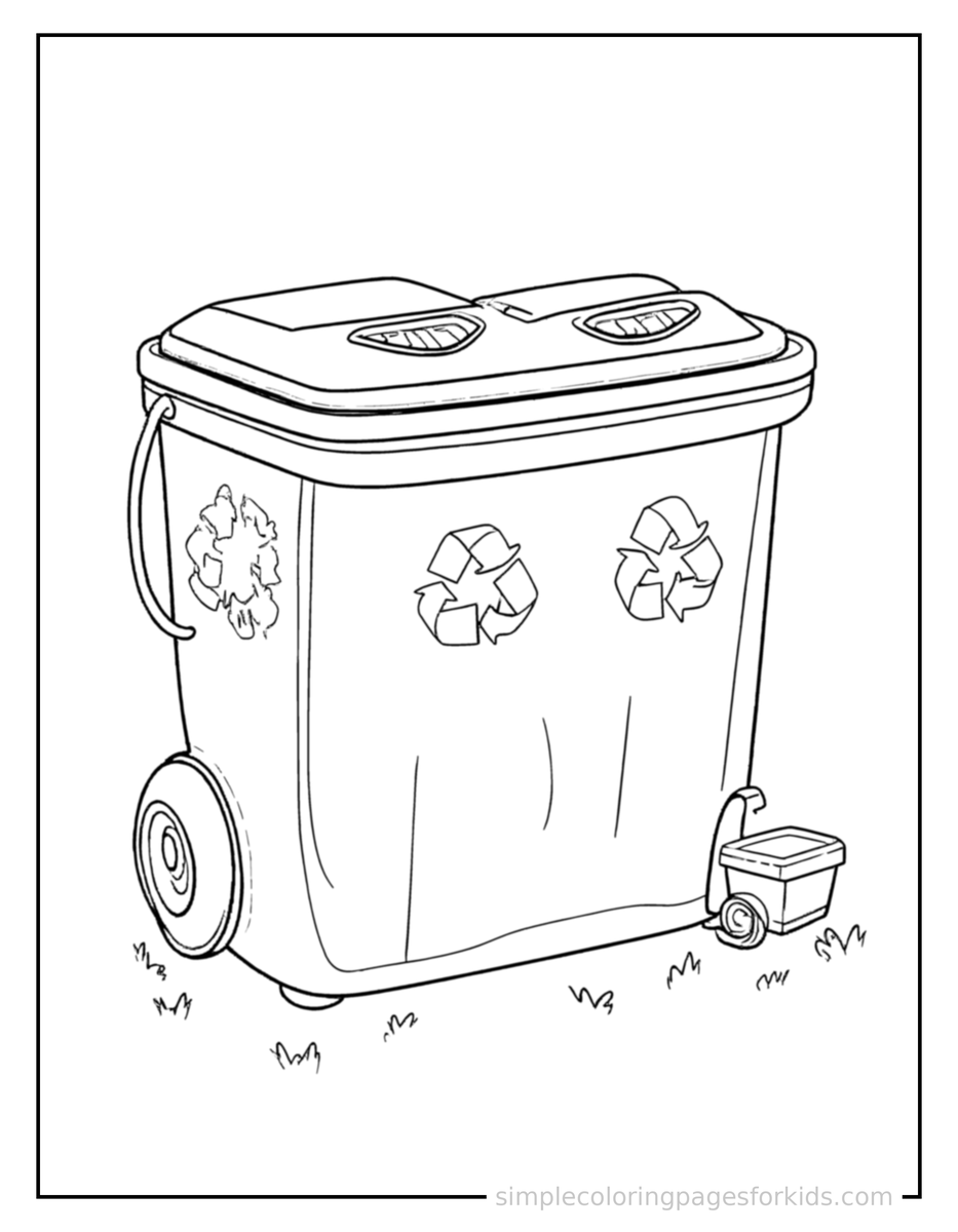 Recycling Bins Sorting Chart Coloring Page