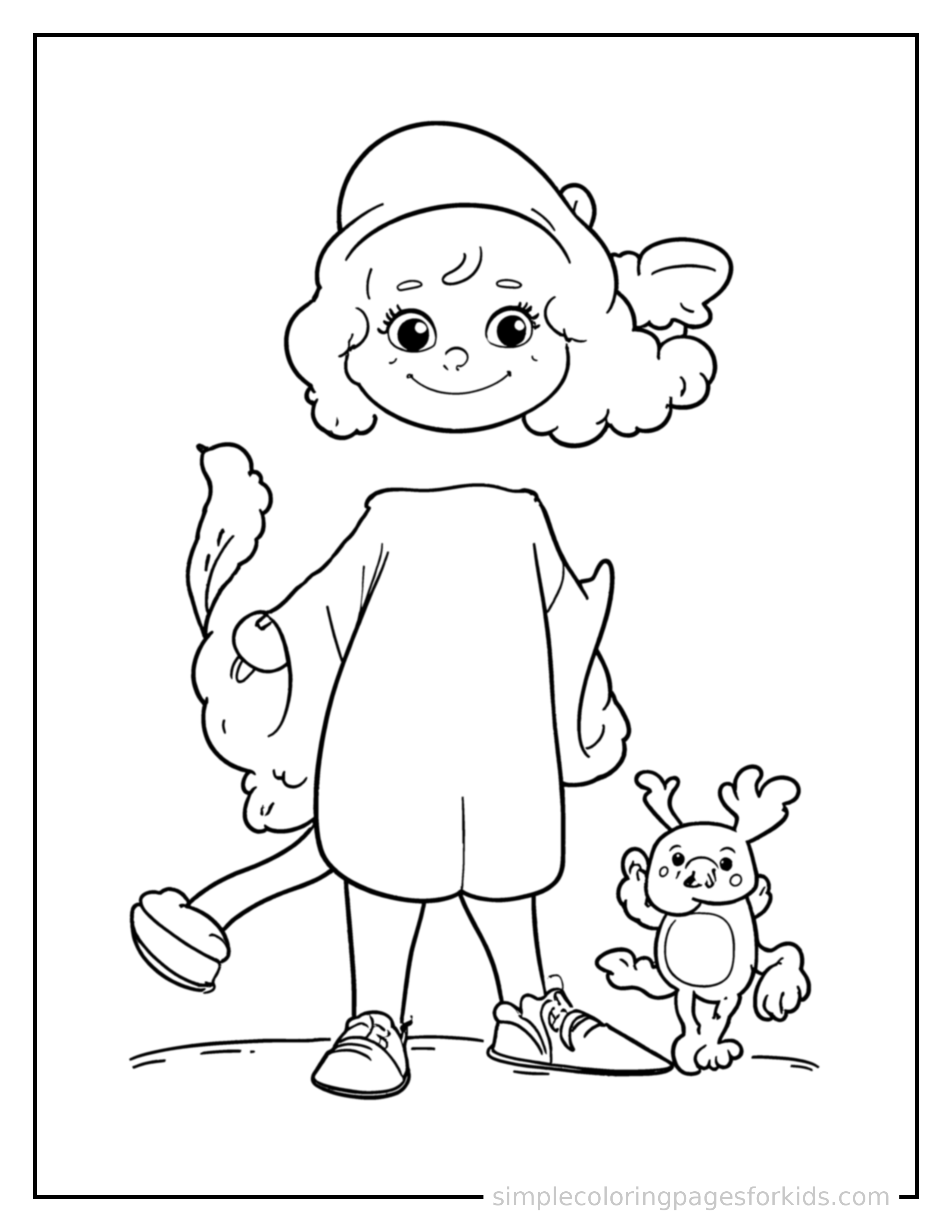 Free printable healthy habits illustration coloring page featuring a cute healthy habits illustration, shown with a smaller mini version of itself beside it.