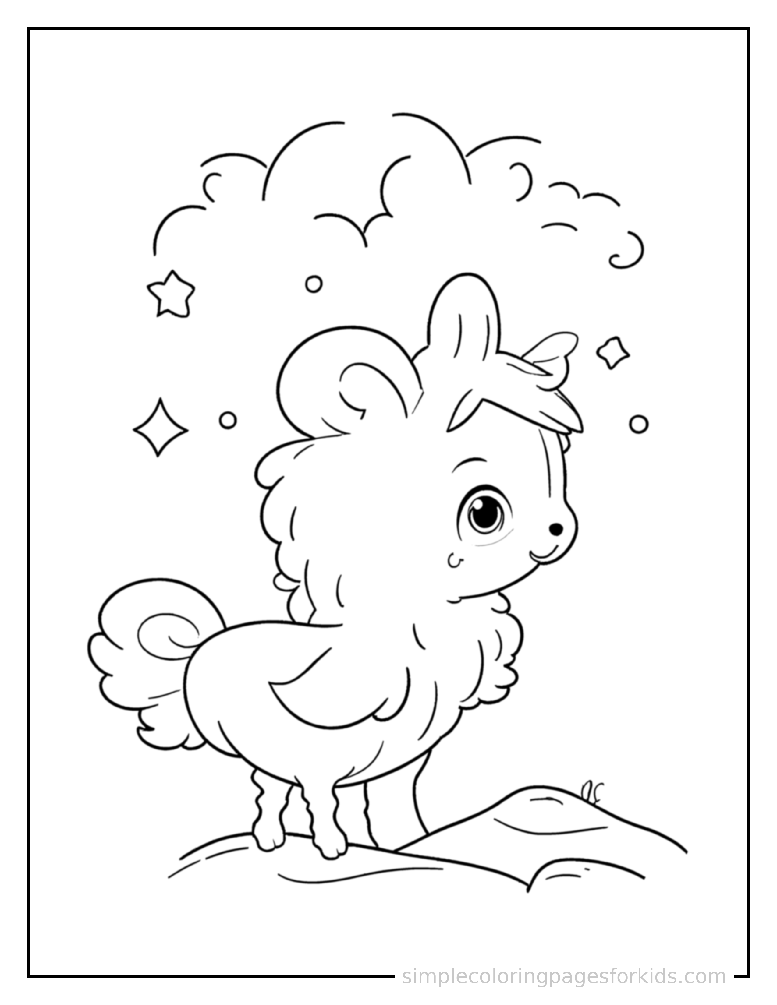 Free printable phonics letter sounds chart coloring page featuring a cute phonics letter sounds chart, shown from a slightly different angle with small decorative sparkle marks nearby.