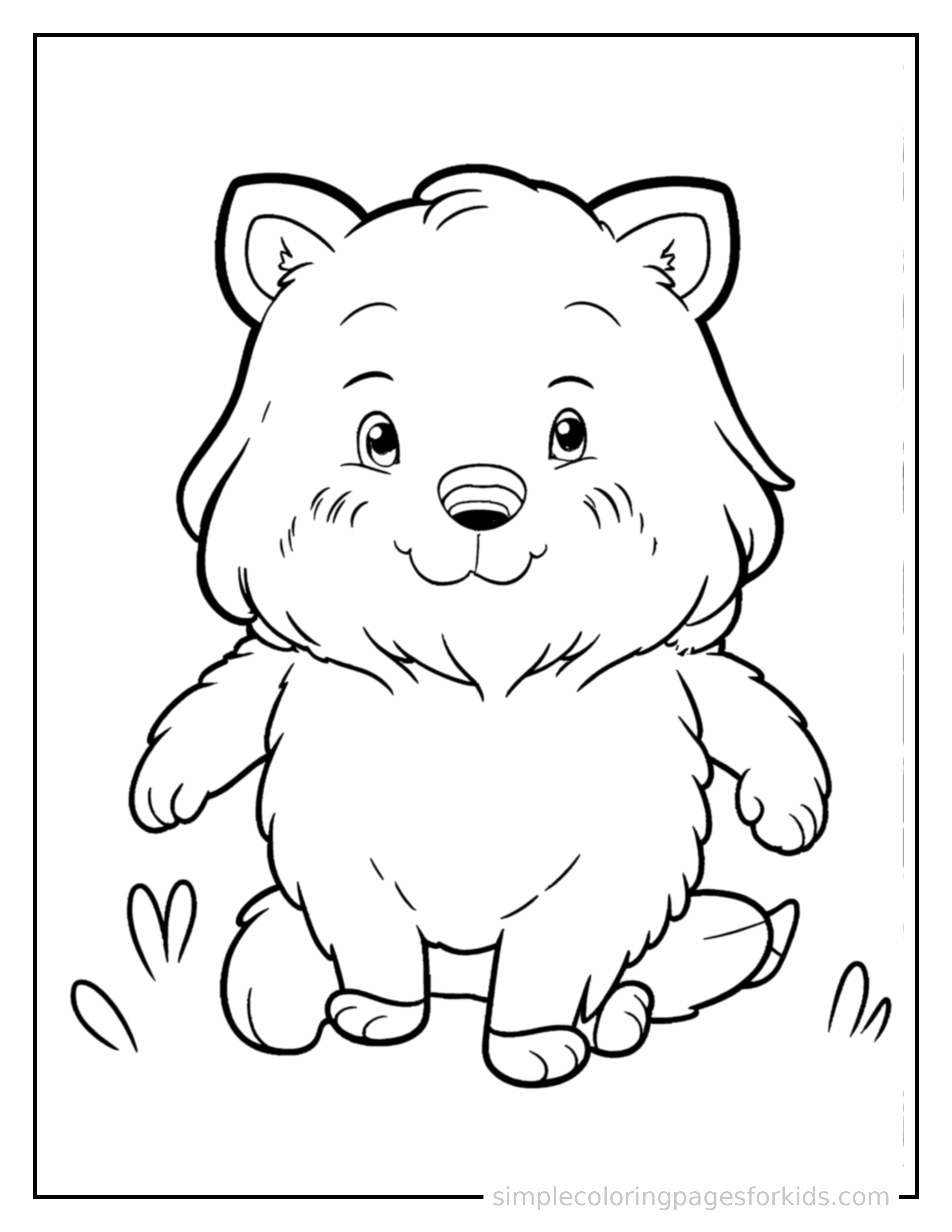 Free printable rhyming words illustration coloring page featuring a cute rhyming words illustration, shown as a simple central illustration with a cute smiling face.