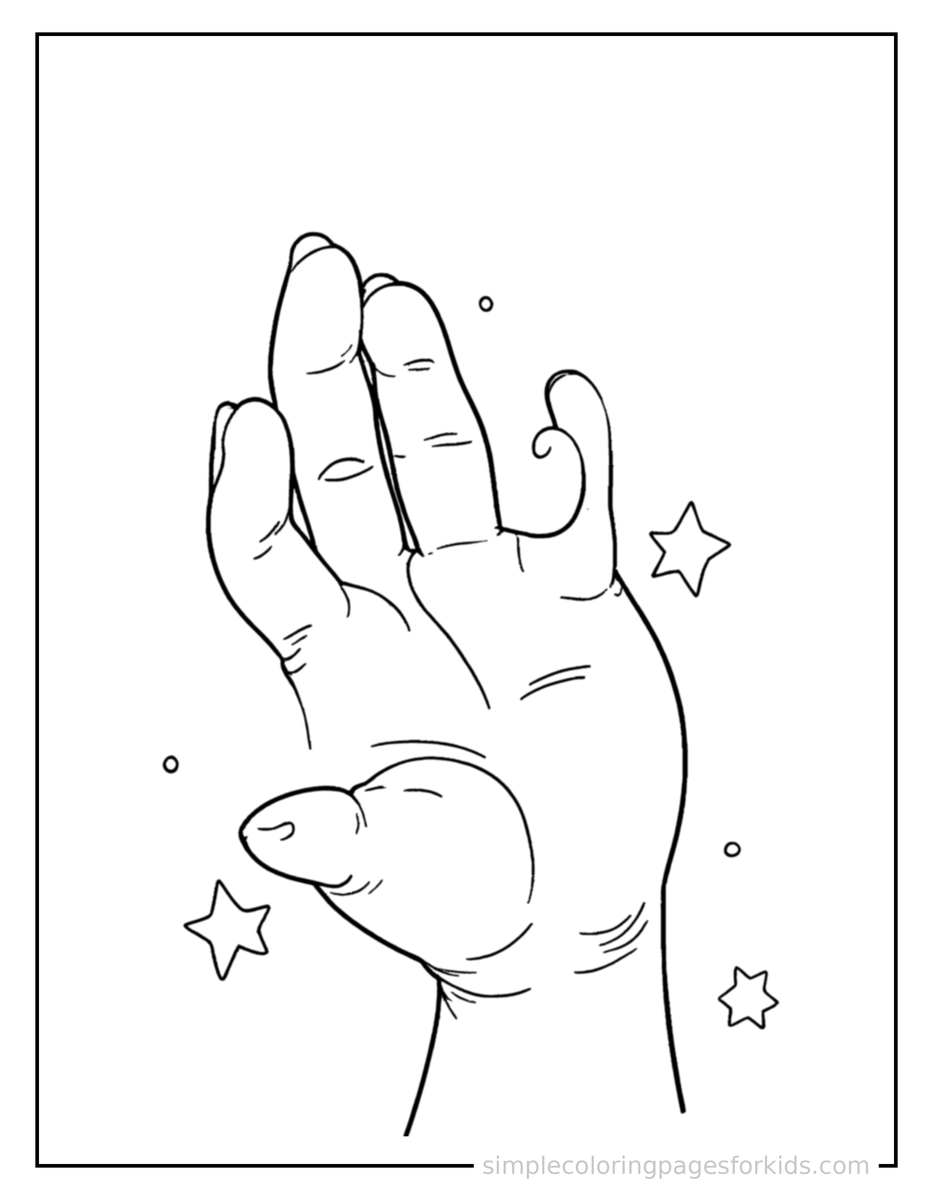 Sparkling Left And Right Hand Illustration Coloring Page