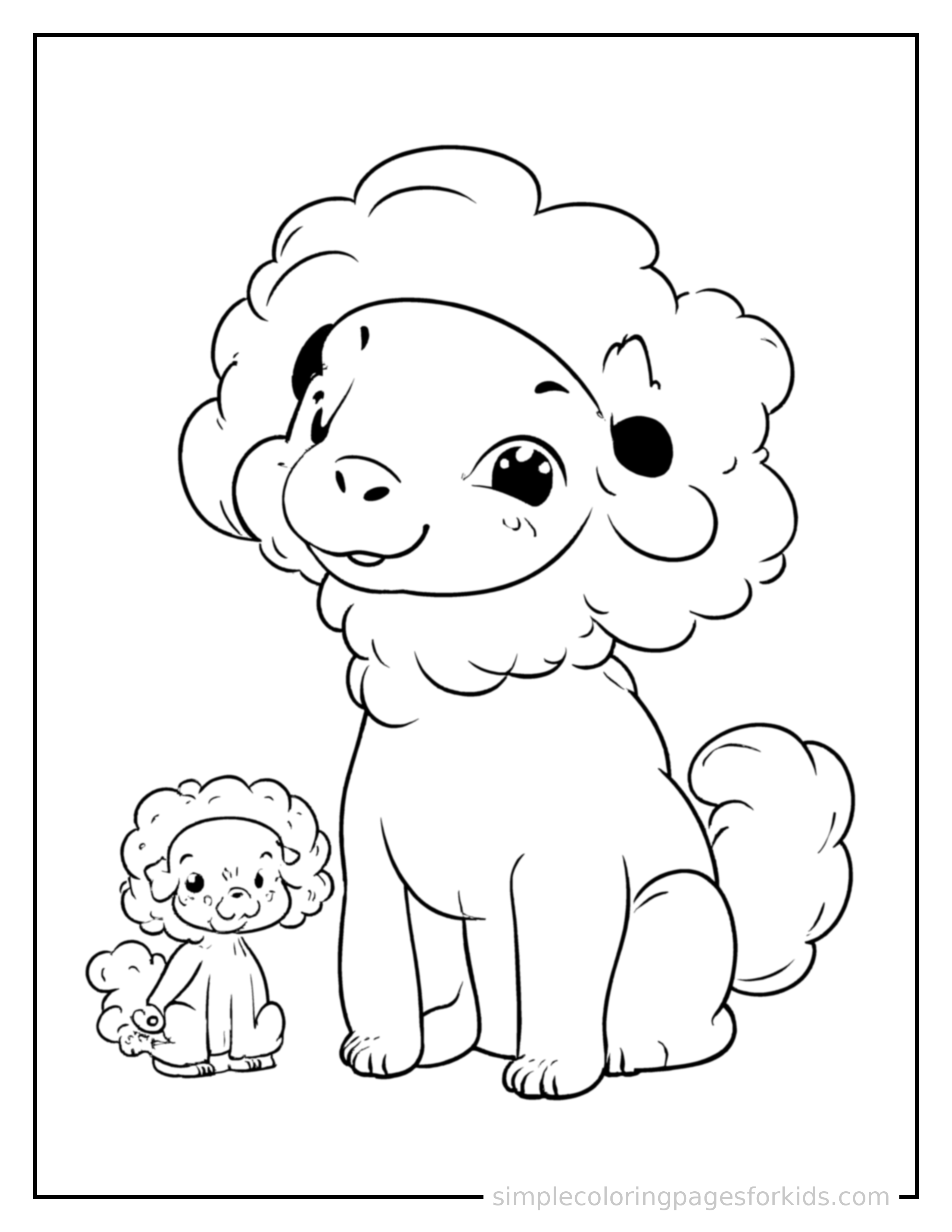 Free printable left and right hand illustration coloring page featuring a cute left and right hand illustration, shown with a smaller mini version of itself beside it.