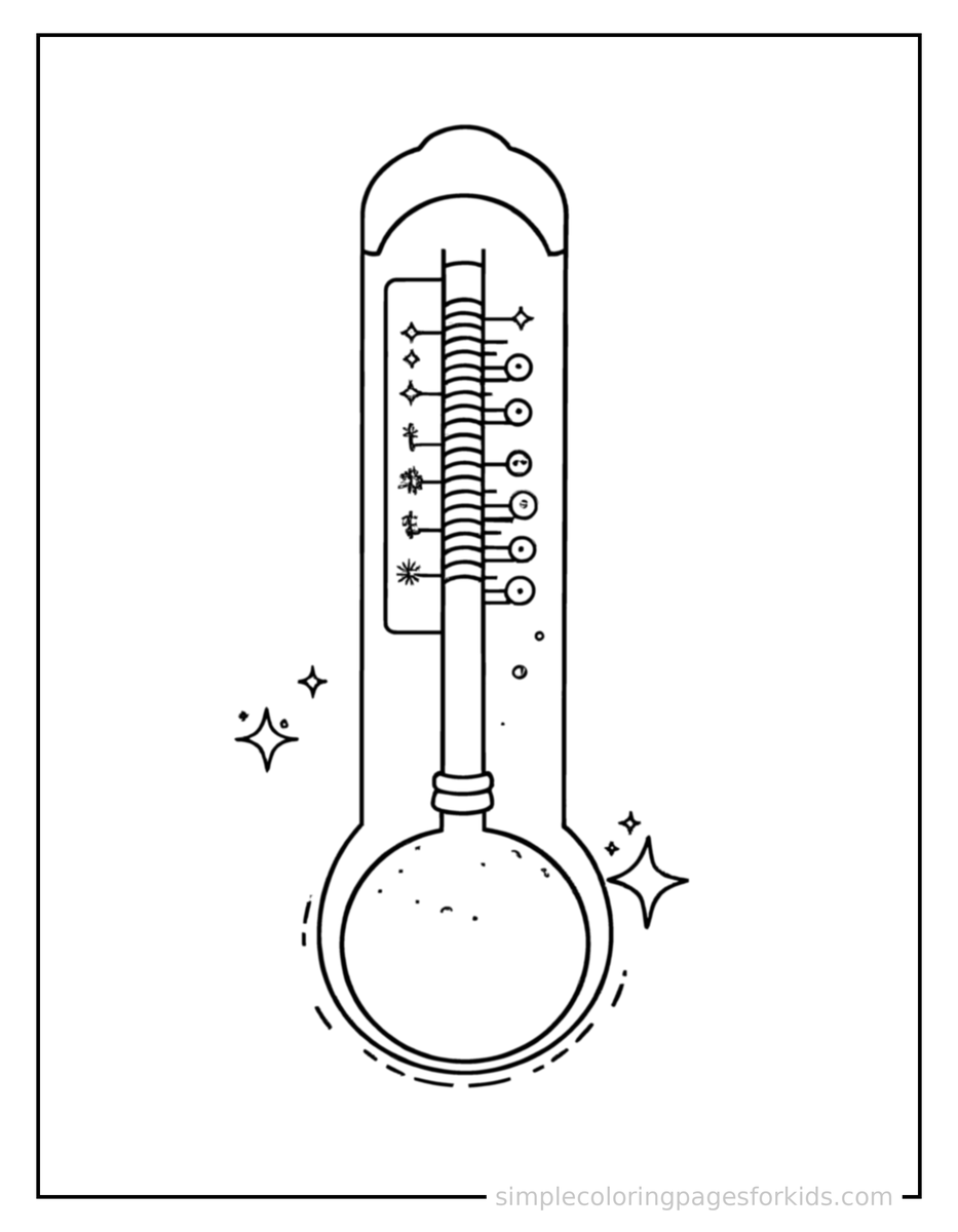 Sparkling Weather Instruments Like A Thermometer Coloring Page