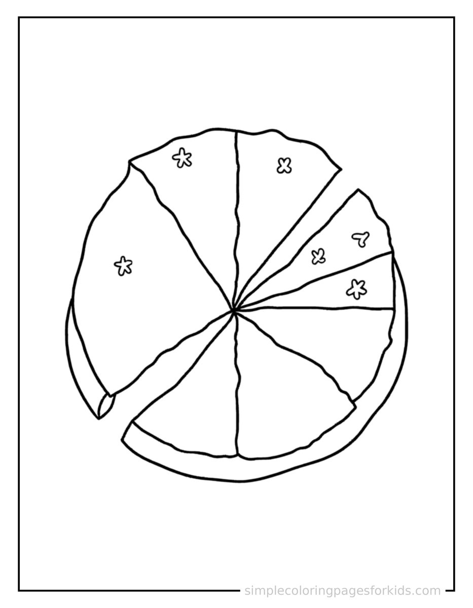 Sparkling Simple Fractions Pie Chart Coloring Page