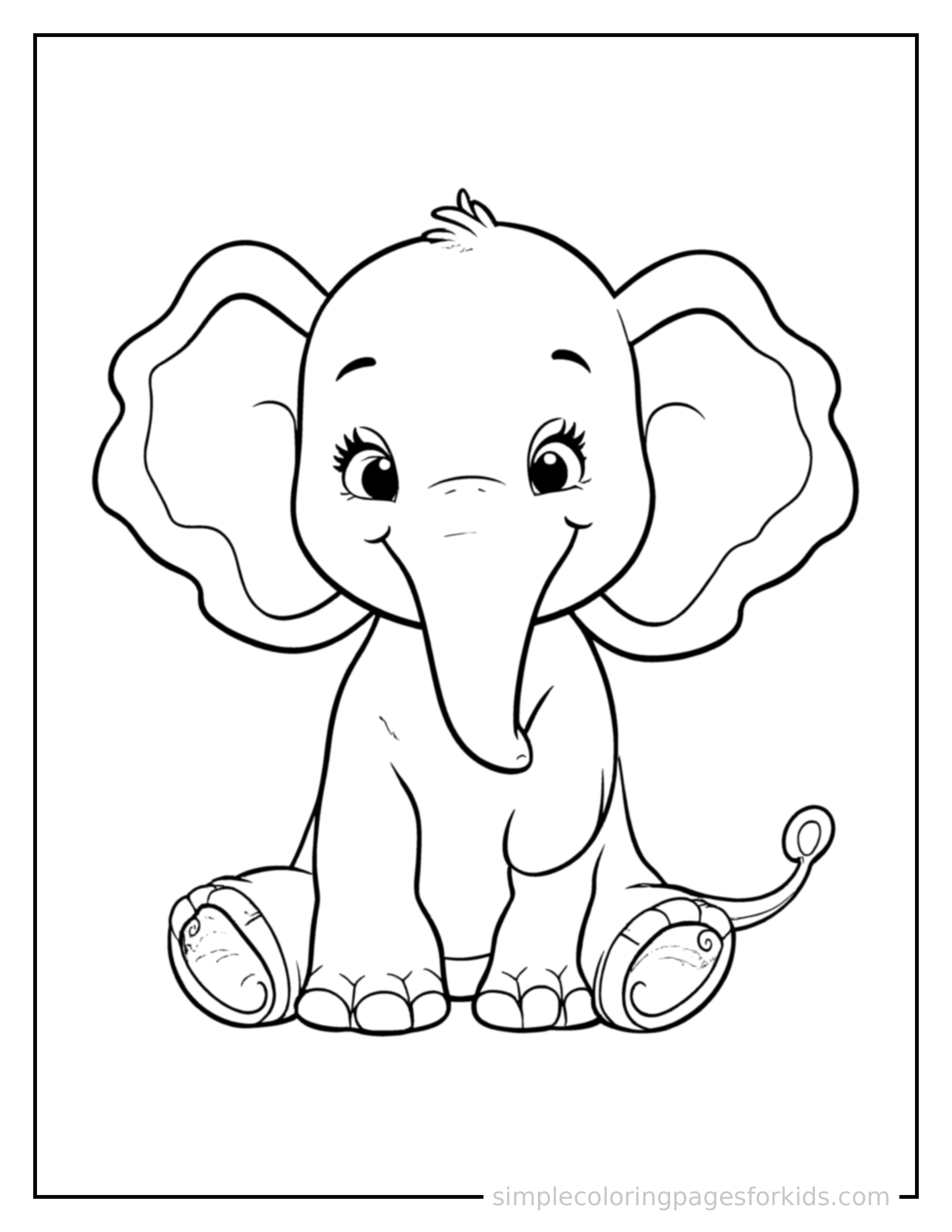 Printable elephant coloring page for kids