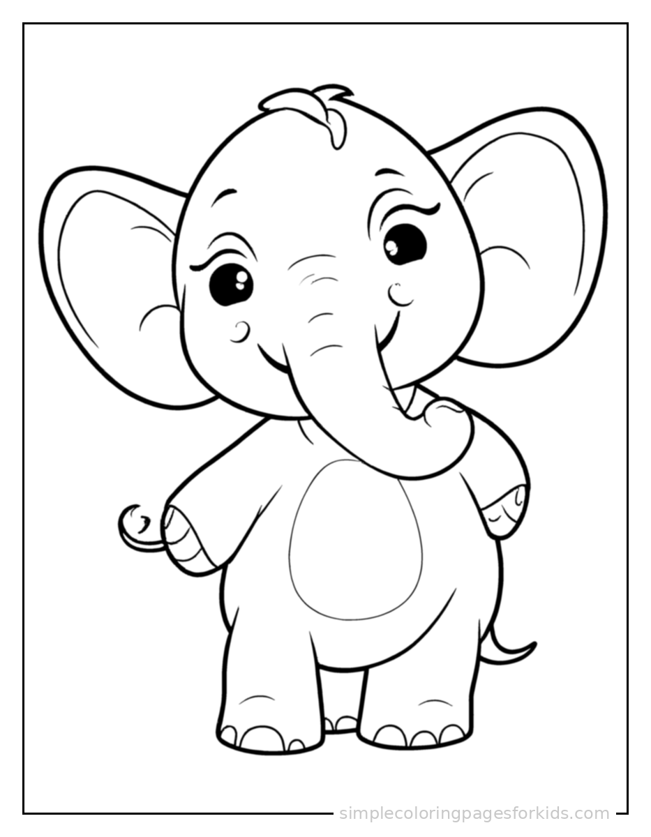 Printable elephant coloring page for kids