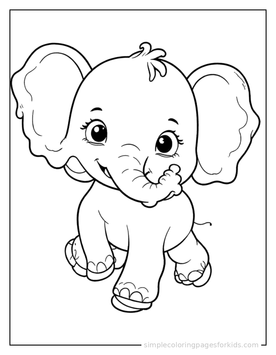 Printable elephant coloring page for kids