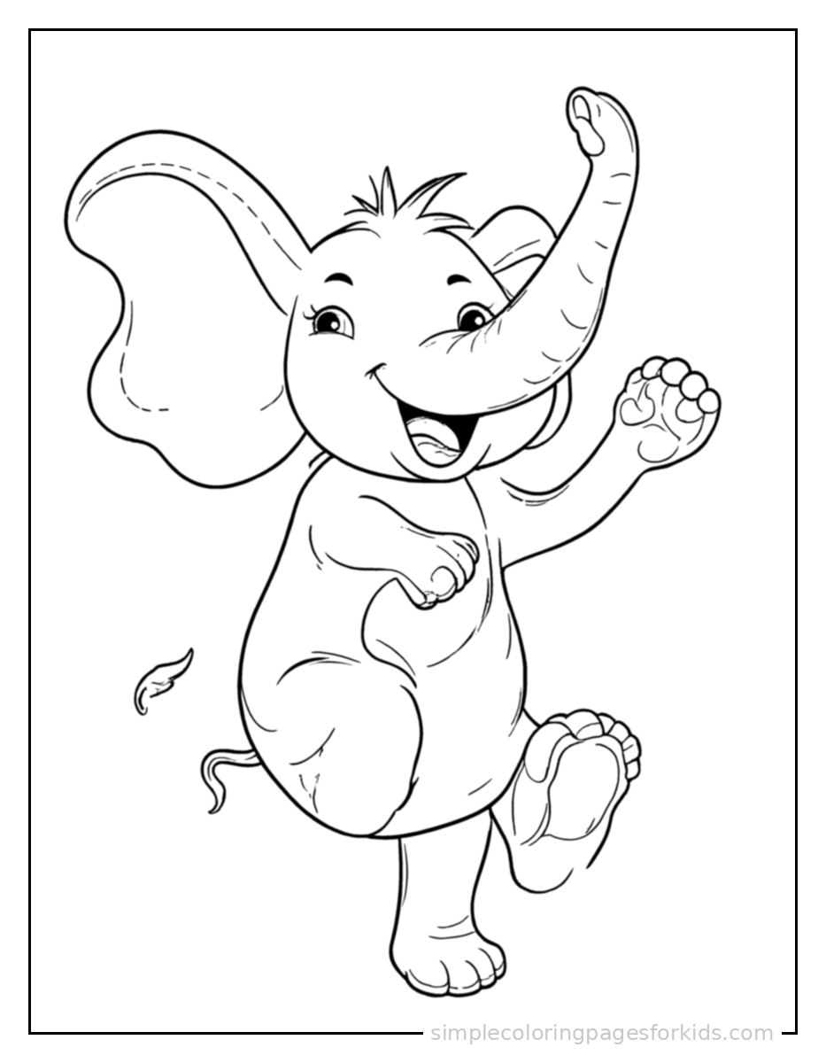 Printable elephant coloring page for kids