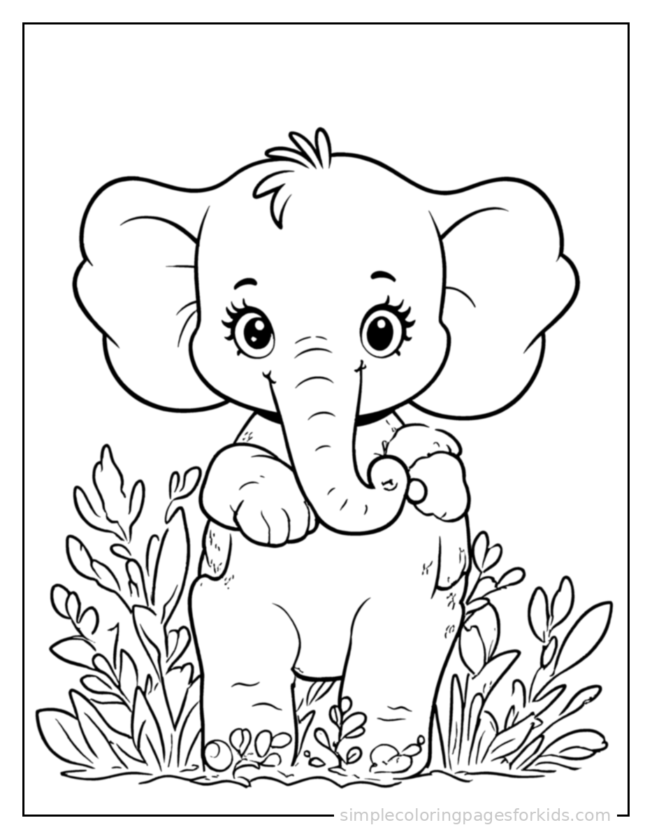Printable elephant coloring page for kids