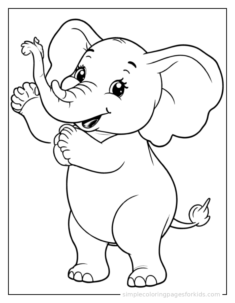 Printable elephant coloring page for kids