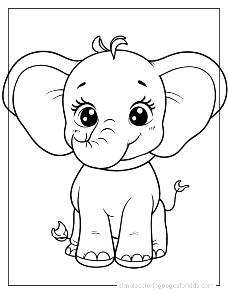 Printable elephant coloring page for kids