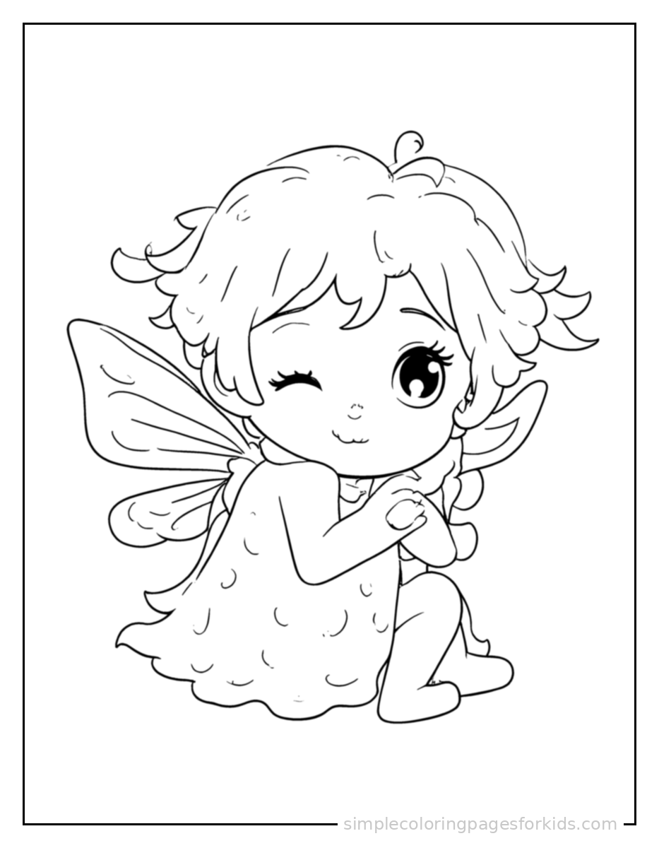 Printable fairy coloring page for kids