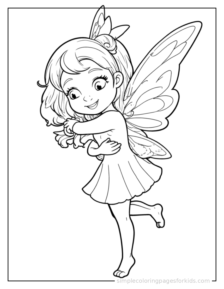 Printable fairy coloring page for kids