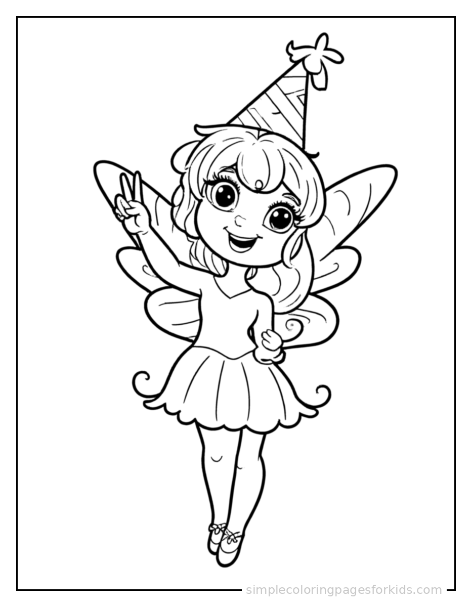 Printable fairy coloring page for kids