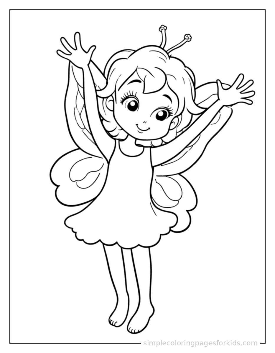 Printable fairy coloring page for kids