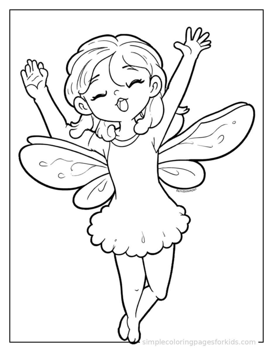 Printable fairy coloring page for kids