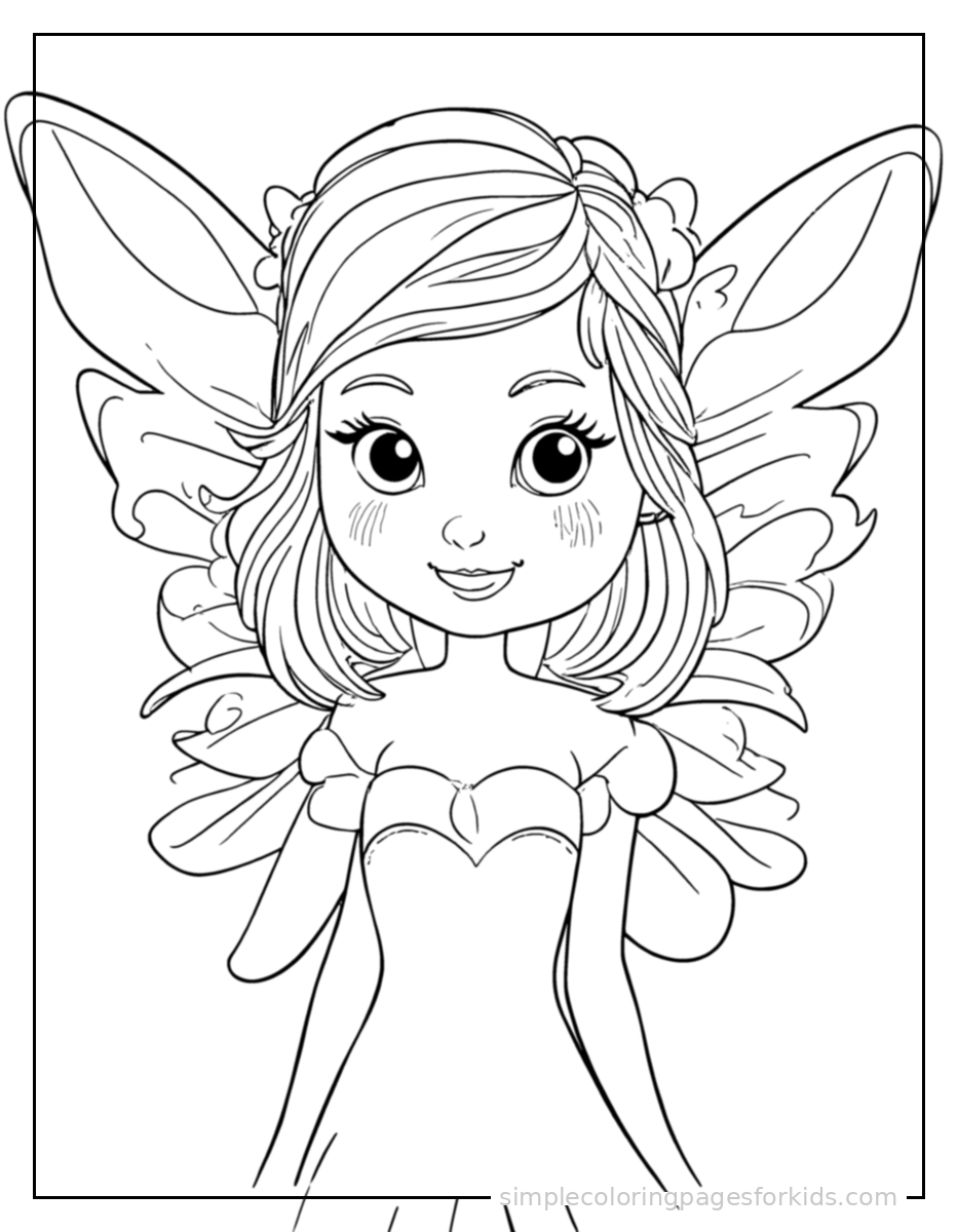 Printable fairy coloring page for kids
