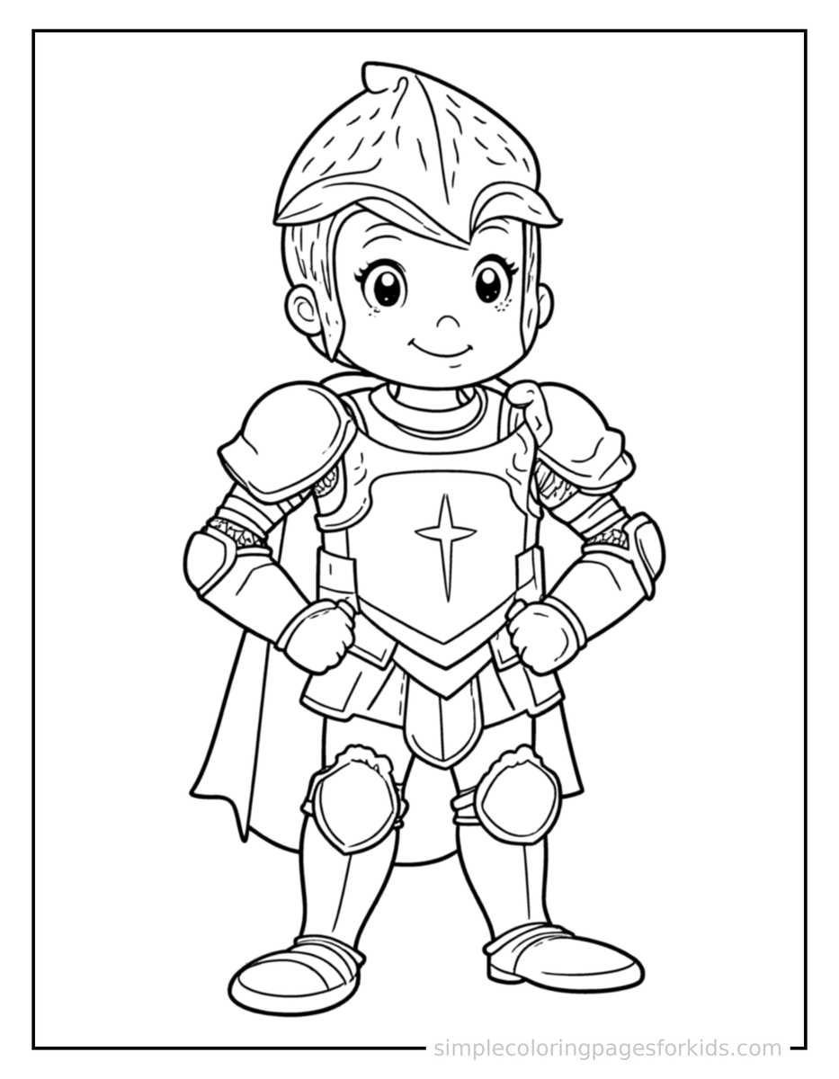 Proud Brave Knight In Shining Armor Coloring Page