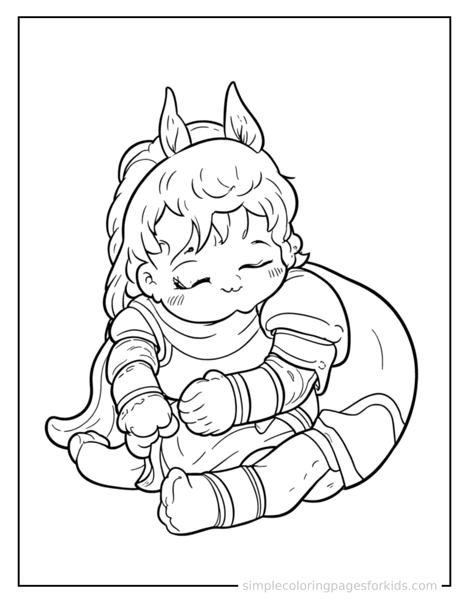 Sleepy Brave Knight In Shining Armor Coloring Page
