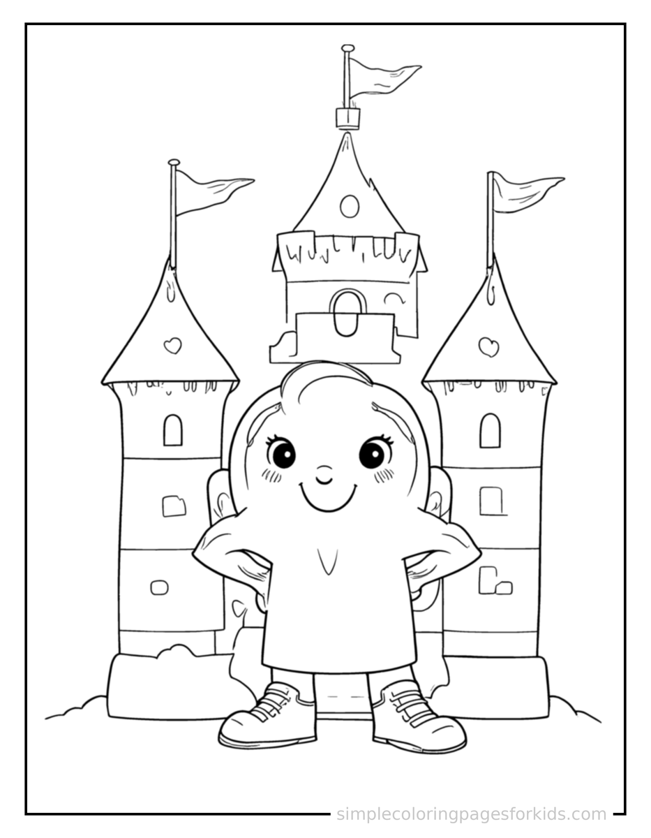 Proud Little Castle With Flags On Its Towers Coloring Page