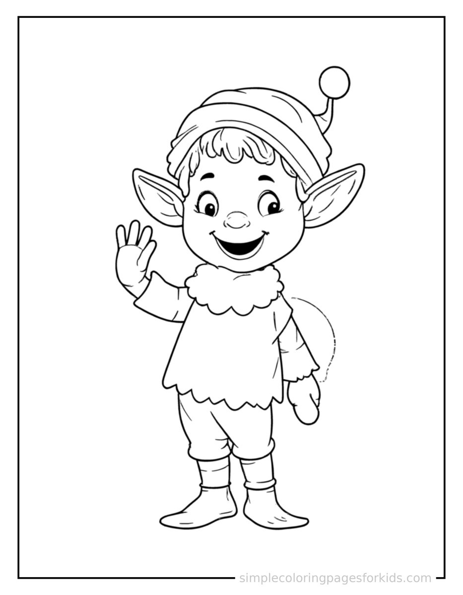 Cheerful Elf With Pointy Ears And A Bell Hat Coloring Pages