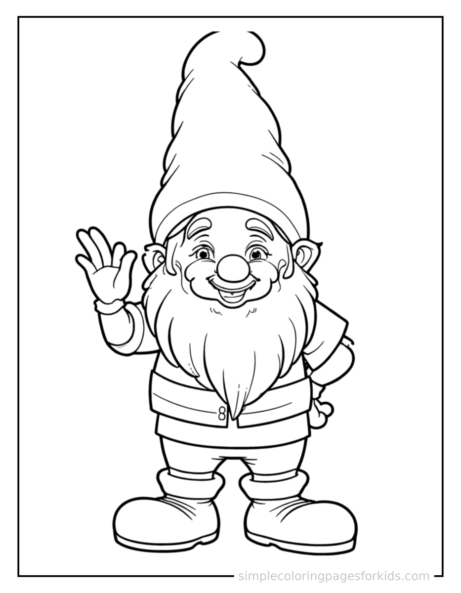 Garden Gnome With A Tall Pointy Hat Coloring Pages
