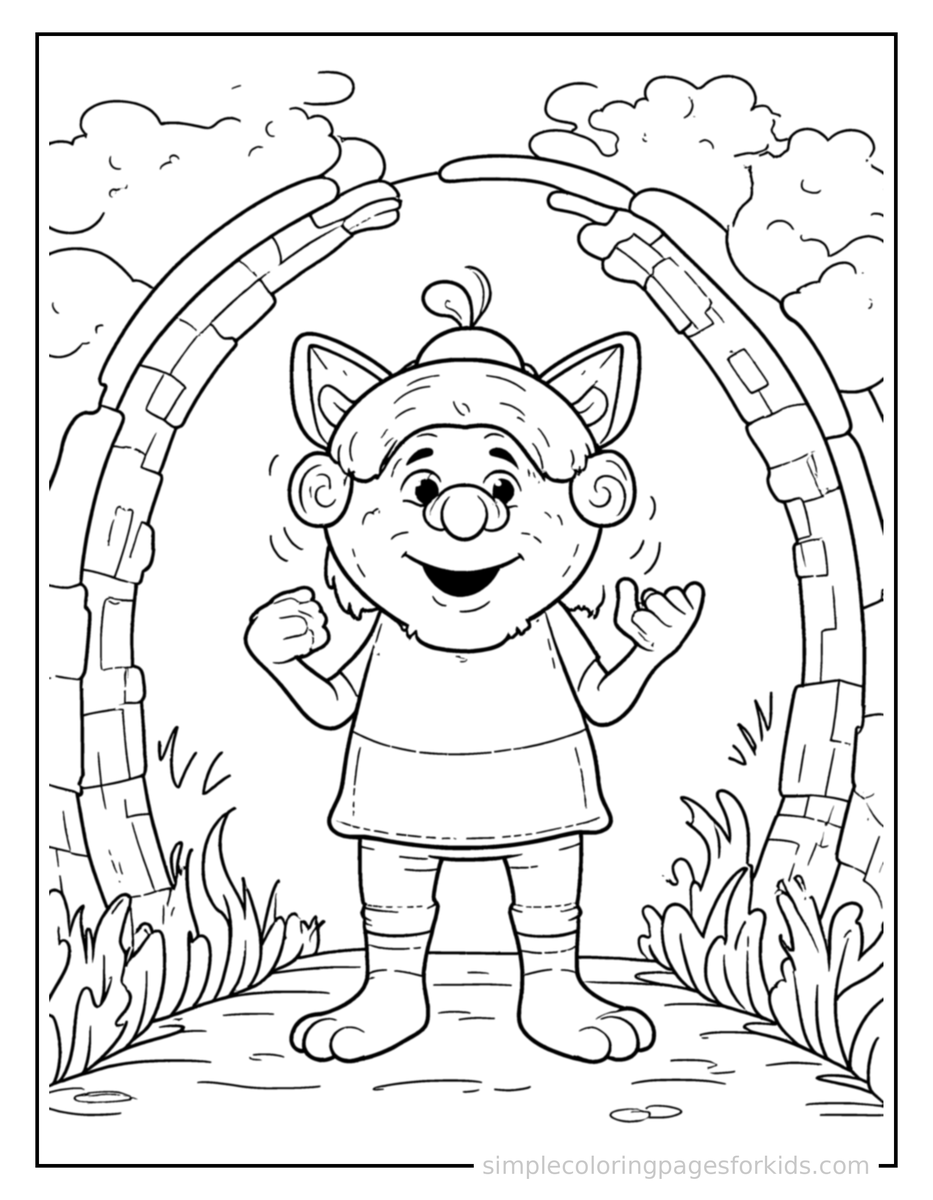 Proud Friendly Troll Under A Bridge Coloring Page