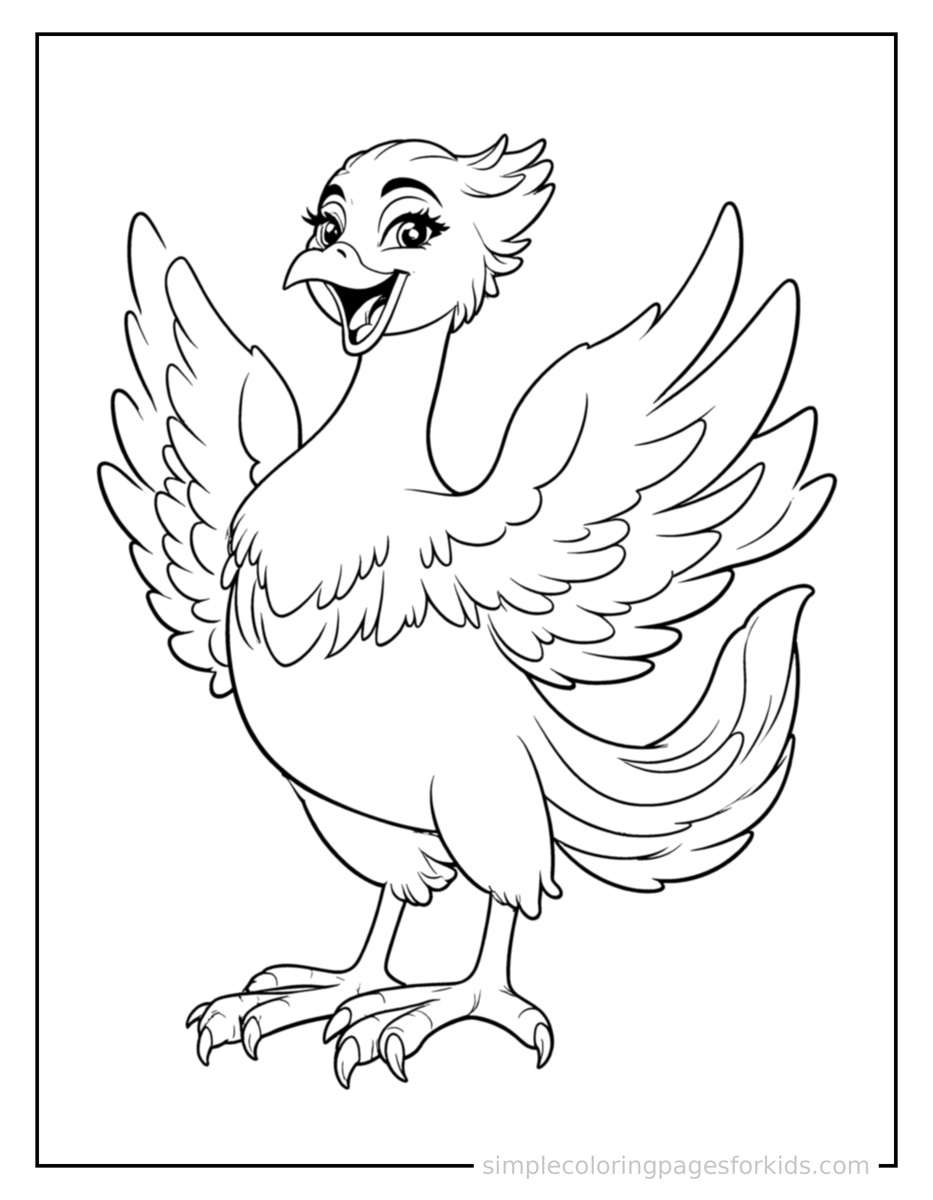 Majestic Phoenix With Glowing Feathers Coloring Pages