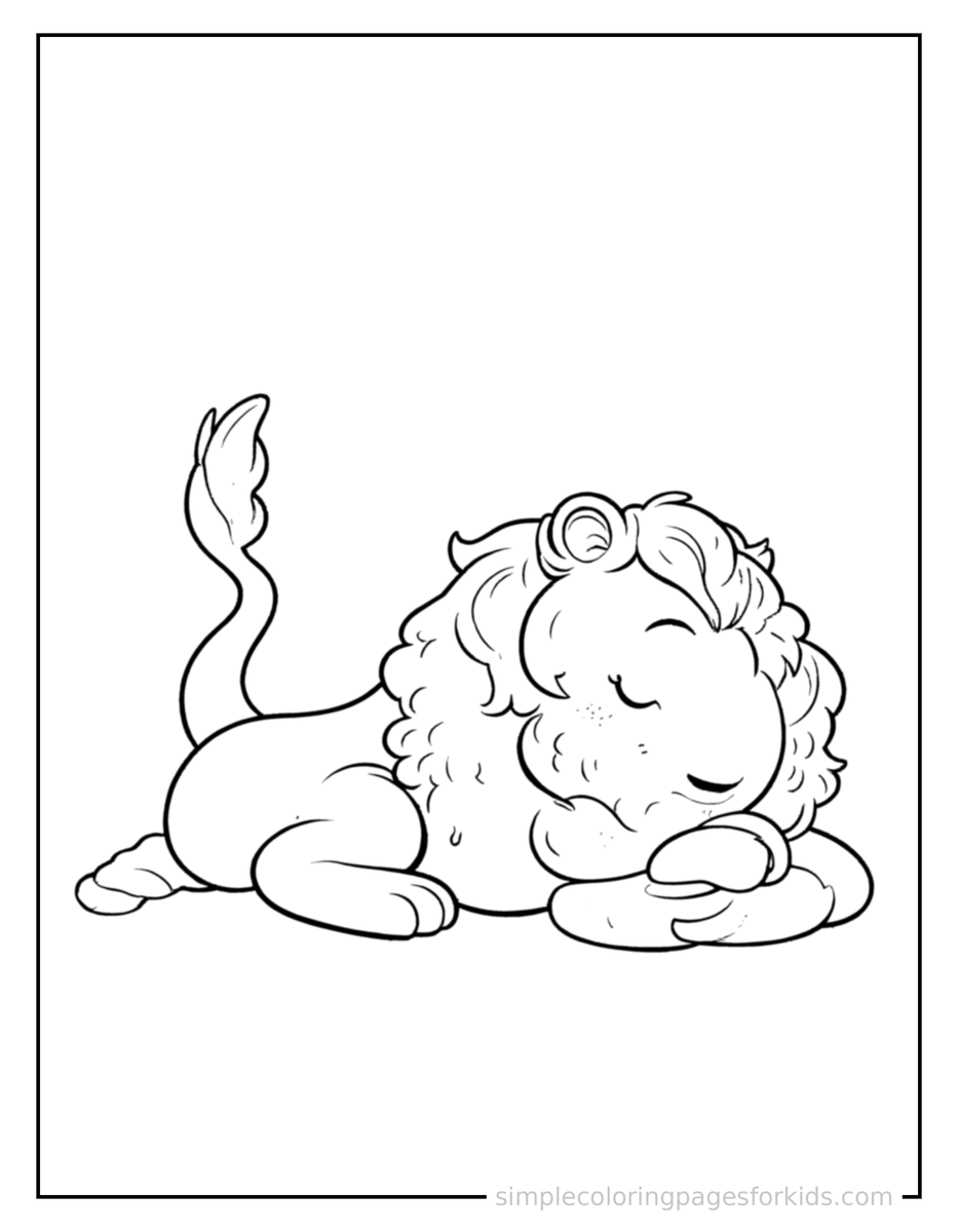 Sleepy Griffin With An Eagle Head And Lion Body Coloring Page