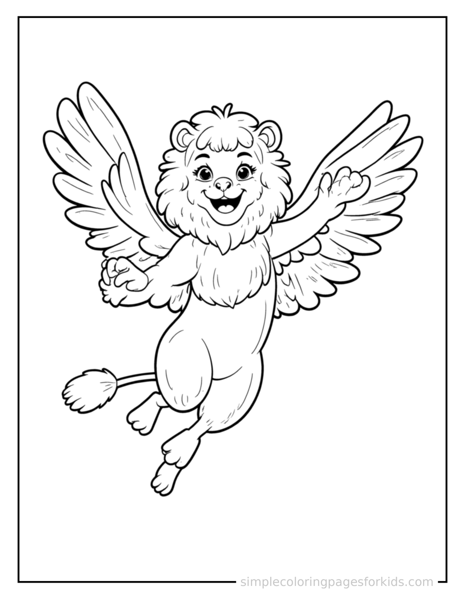 Jumping Griffin With An Eagle Head And Lion Body Coloring Page