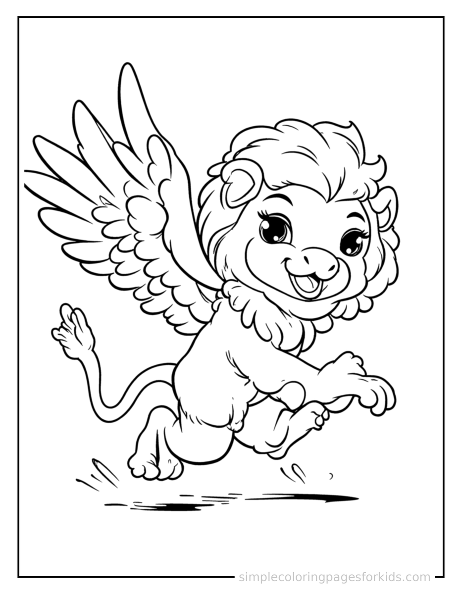 Running Griffin With An Eagle Head And Lion Body Coloring Page