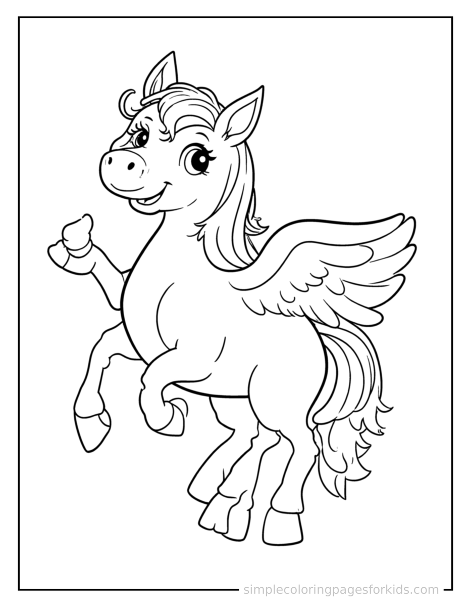 Flying Pegasus With Feathered Wings Coloring Pages