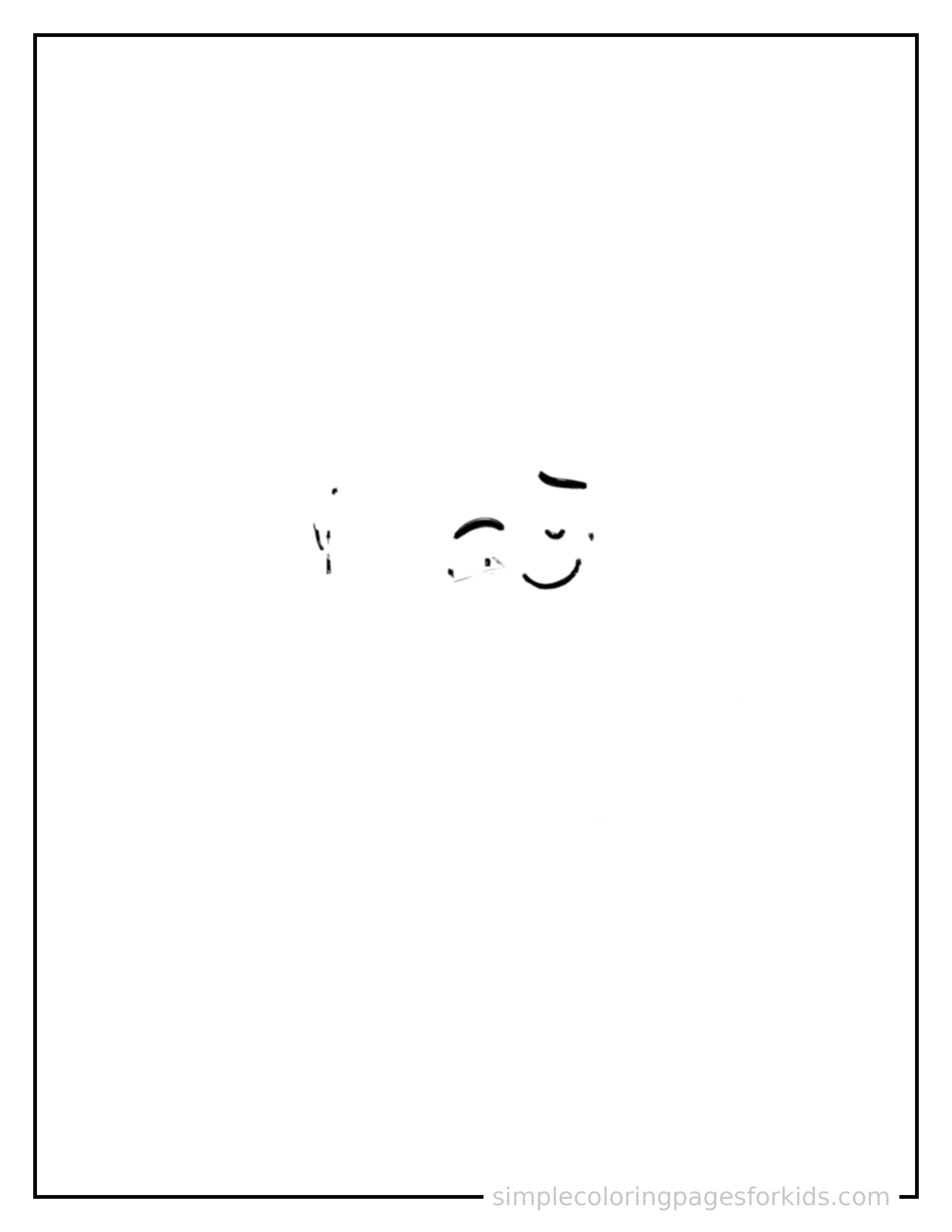 Free printable friendly ghost floating with a happy face coloring page featuring a cute friendly ghost floating with a happy face curled up fast asleep, peaceful smile, one eye scrunched shut, hands tucked under the chin.