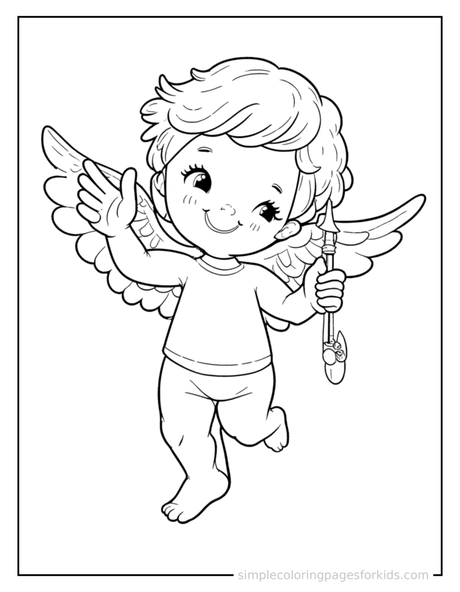Cupid With Tiny Wings And A Bow And Arrow Coloring Pages