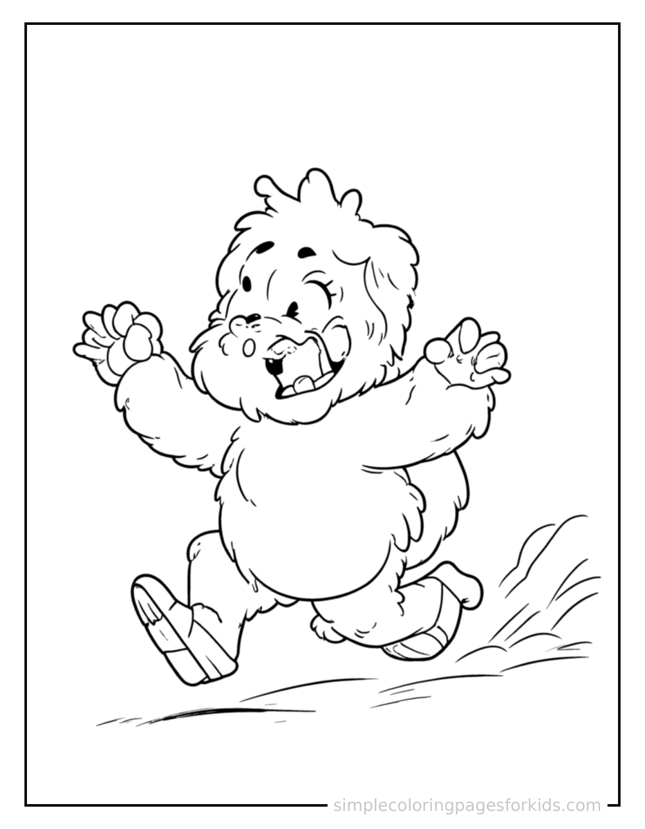 Running Fluffy Yeti In The Snow Coloring Page