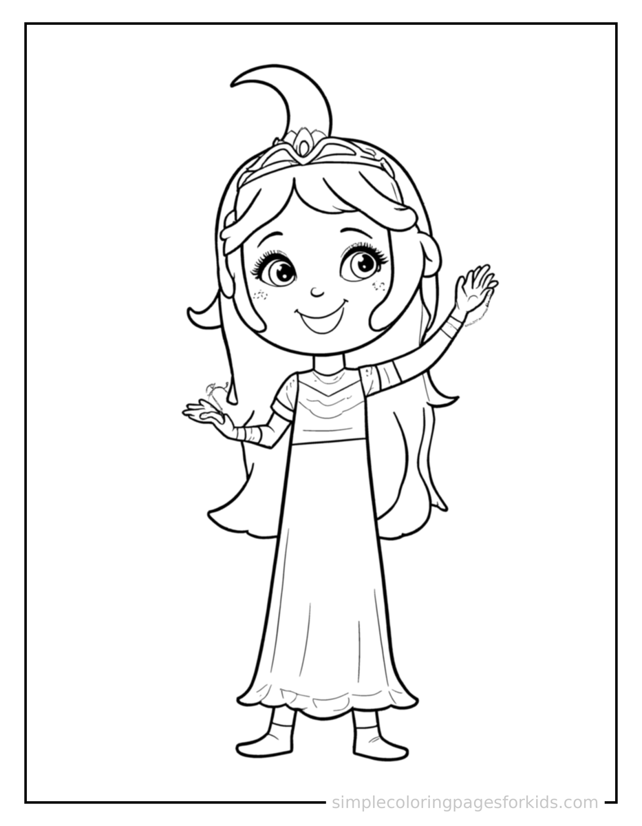 Moon Princess With A Crescent Moon Crown Coloring Pages