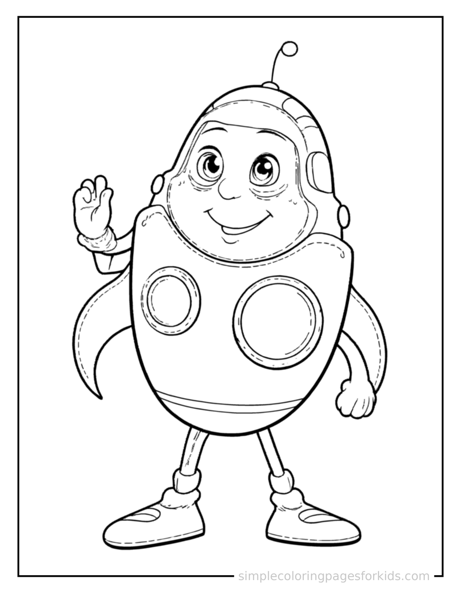 Friendly Alien Spaceship With Round Windows Coloring Pages