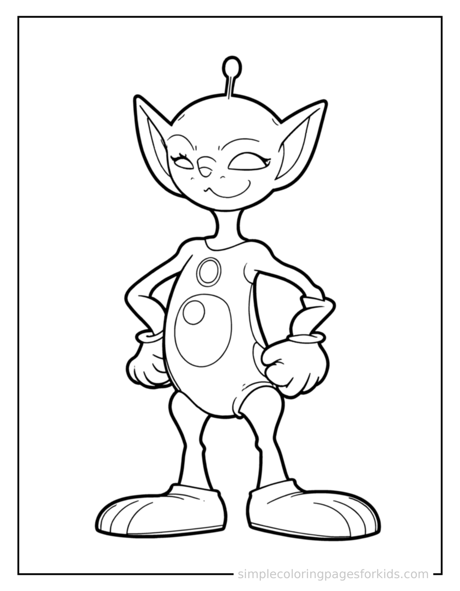 Proud Friendly Alien Spaceship With Round Windows Coloring Page