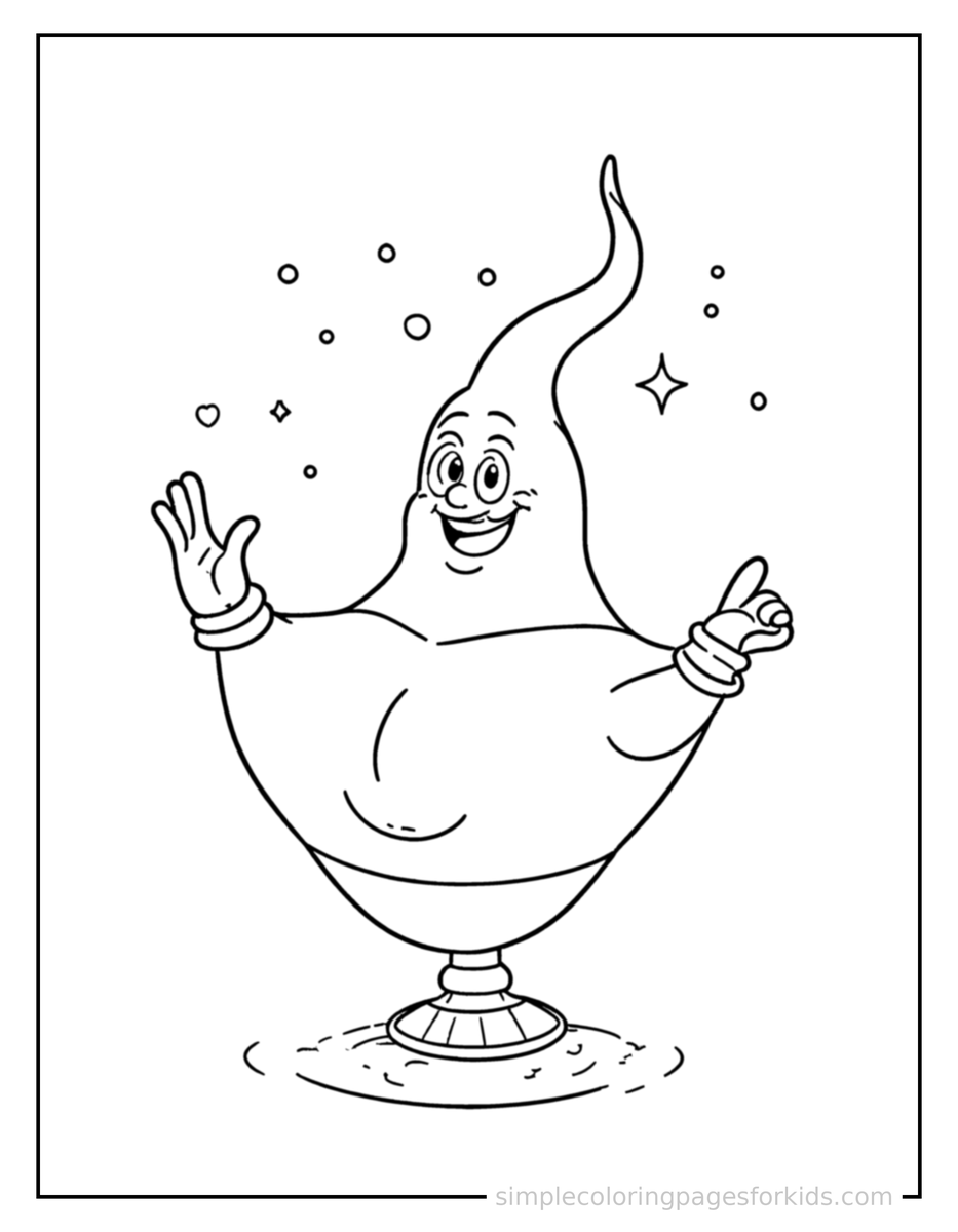 Magic Genie Lamp With Sparkles Coloring Pages