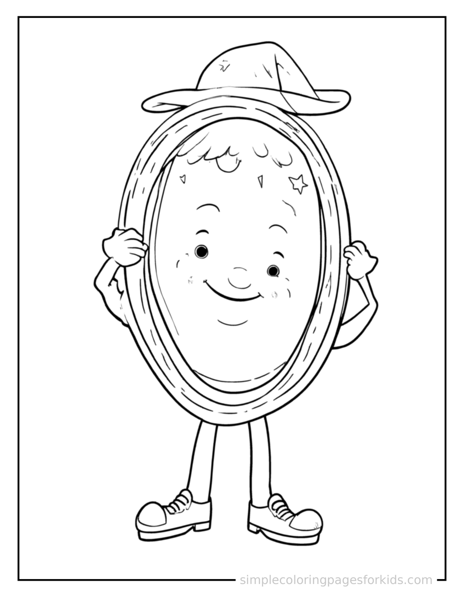 Proud Magic Mirror With A Glowing Frame Coloring Page